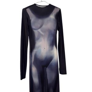 Body Print Long Sleeve Dress